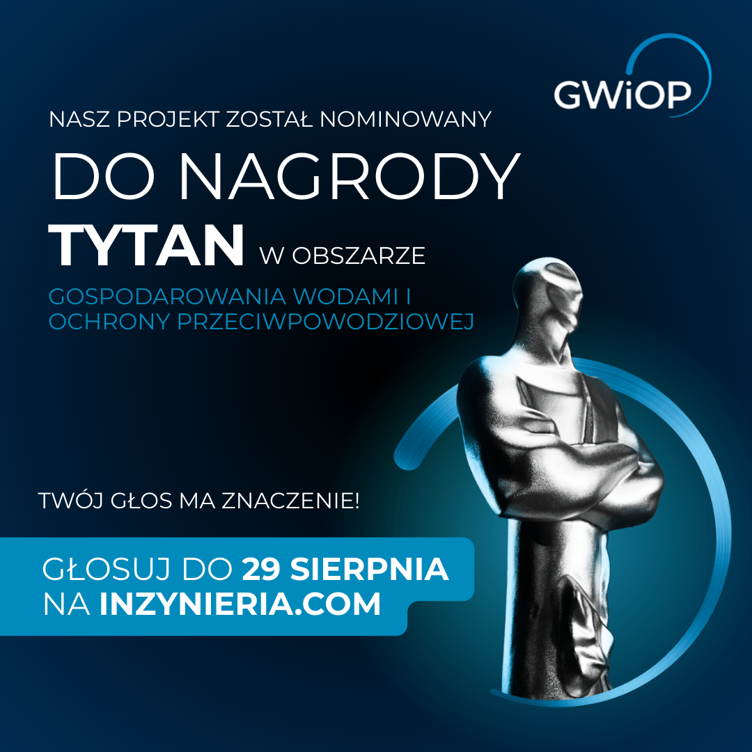 Grafika informacyjna z tytanową statuetką jako nagrodą w konkursie
